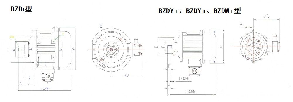 BZDⅠ、BZDYⅠ、BZDYⅡ、BZDMⅠ隔爆型錐形轉子三相異步電動機外形尺寸圖.jpg