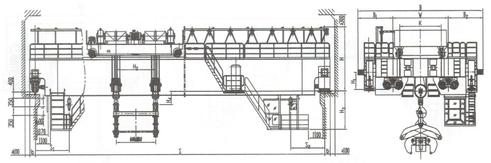 夾鉗橋式起重機外形機構示意圖.jpg